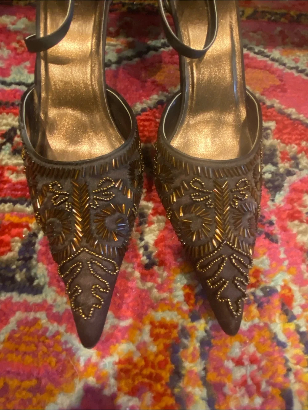 Vintage Passi Beaded Ankle Strap Heels